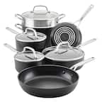 Angle. KitchenAid - Hard-Anodized Induction Nonstick Cookware Set, 11-Piece - Matte Black.