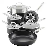 KitchenAid - Hard-Anodized Induction Nonstick Cookware Set, 11-Piece - Matte Black - Angle_Zoom