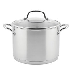 KitchenAid - 3-Ply Base Stainless Steel Stockpot with Lid, 8-Quart, Brushed Stainless Steel - Brushed Stainless Steel - Angle_Zoom