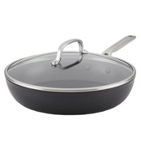KitchenAid Hard-Anodized Induction Nonstick Frying Pan with Lid, 12.25-Inch, Matte Black - Matte Black - Angle_Zoom