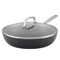 KitchenAid - Hard-Anodized Induction Nonstick Frying Pan with Lid, 12.25-Inch - Matte Black - Angle_Zoom