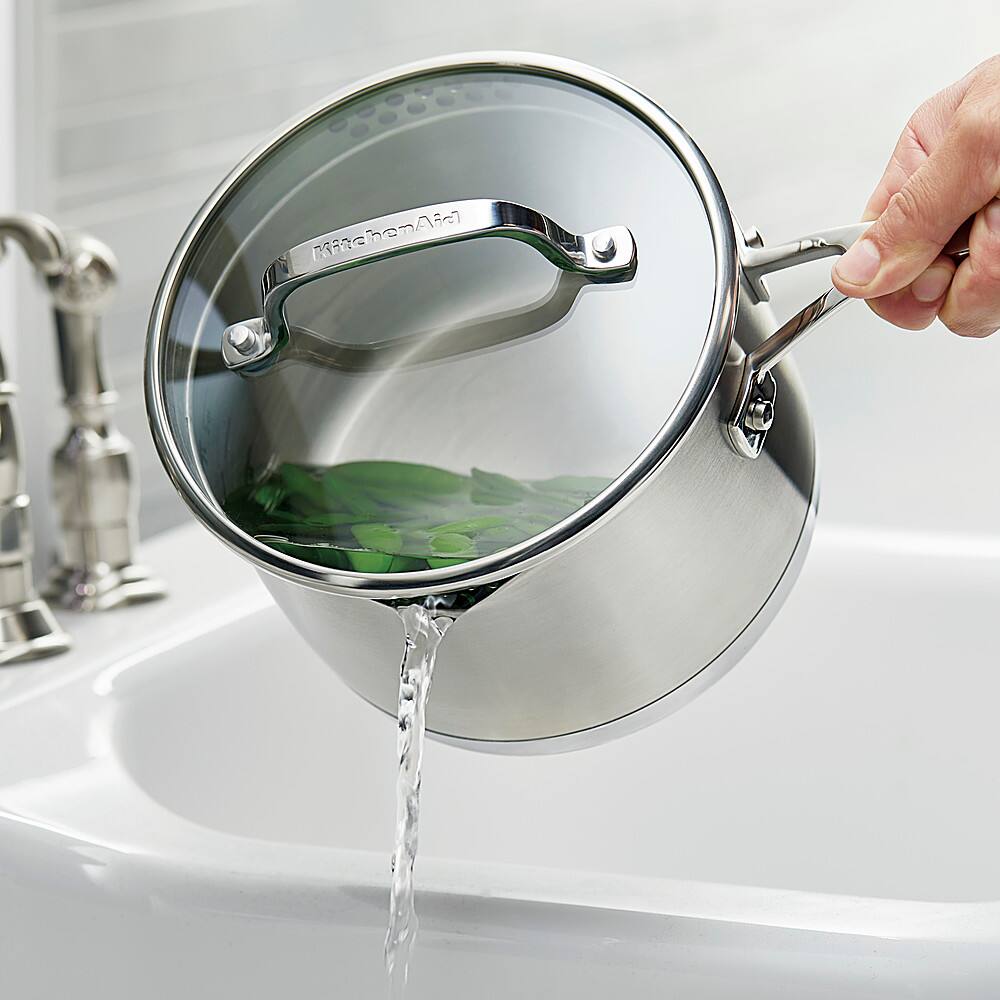 Alt View 13. KitchenAid - 3-Ply Base Stainless Steel Cookware Set, 11-Piece - Brushed Stainless Steel.