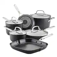 KitchenAid - Hard-Anodized Induction Nonstick Cookware Set, 10-Piece - Matte Black - Angle_Zoom
