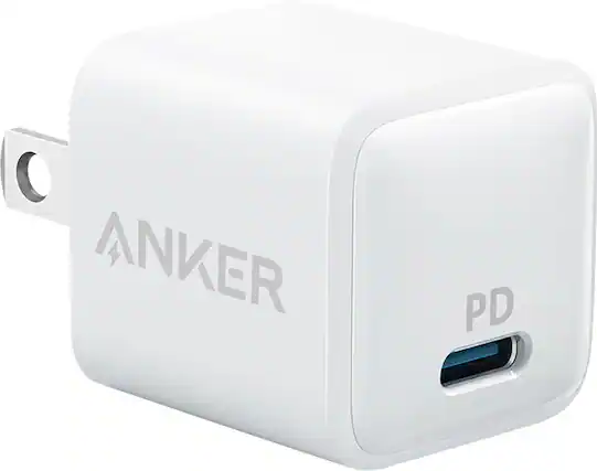 Front. Anker - Powerport PD Nano 20W High Speed USB-C Fast Wall Charger for iPhone or Samsung - White.
