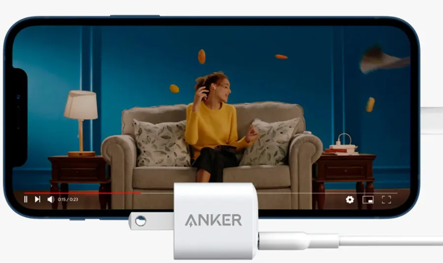 Alt View 16. Anker - Powerport PD Nano 20W High Speed USB-C Fast Wall Charger for iPhone or Samsung - White.