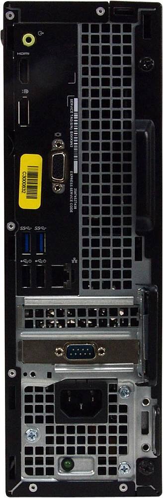 Back View: Dell - Refurbished OptiPlex 3050-SFF Desktop - Intel Core i7-7700 - 16GB Memory - 512GB SSD - Black