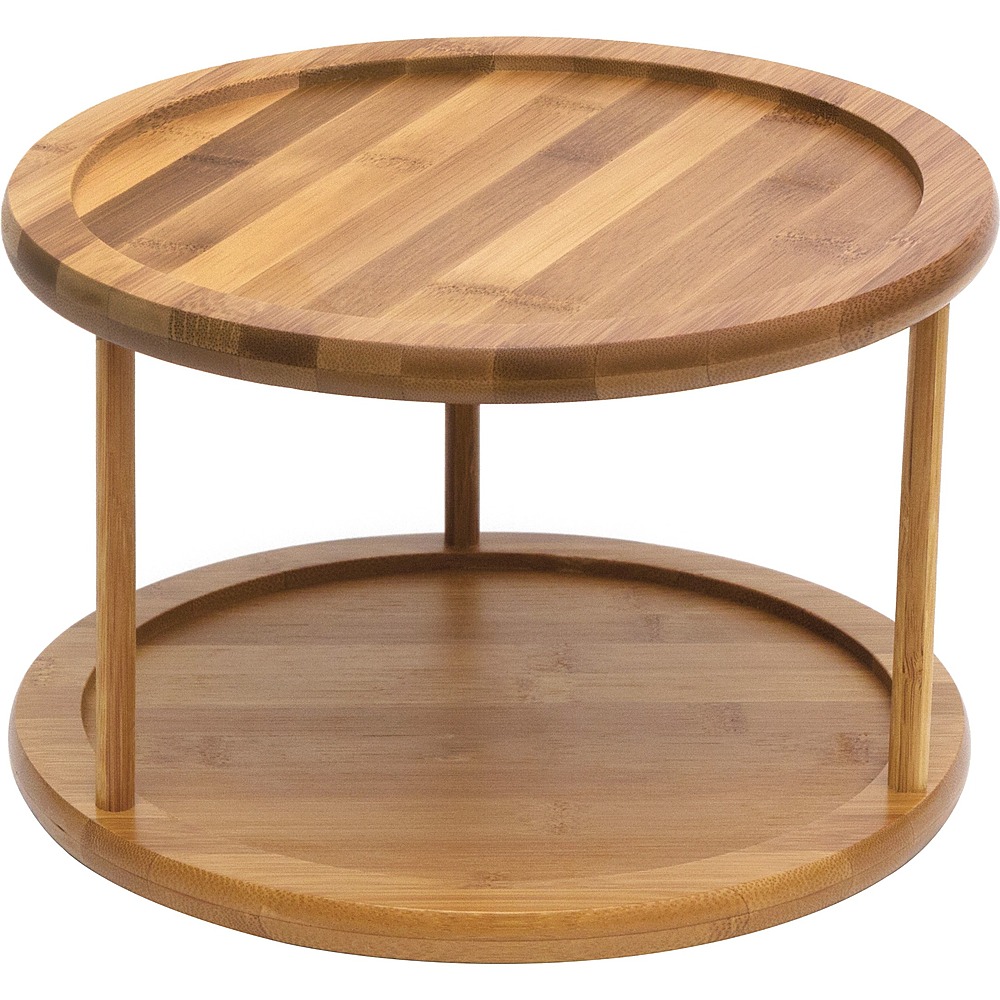 Angle View: Lipper Bamboo Turntable, 2-Tier - Natural - Natural