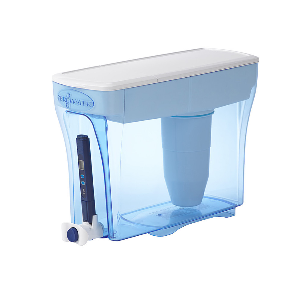 Angle View: ZeroWater - 30 Cup Ready-Pour™ 5-stage Water Filtration Dispenser - Blue