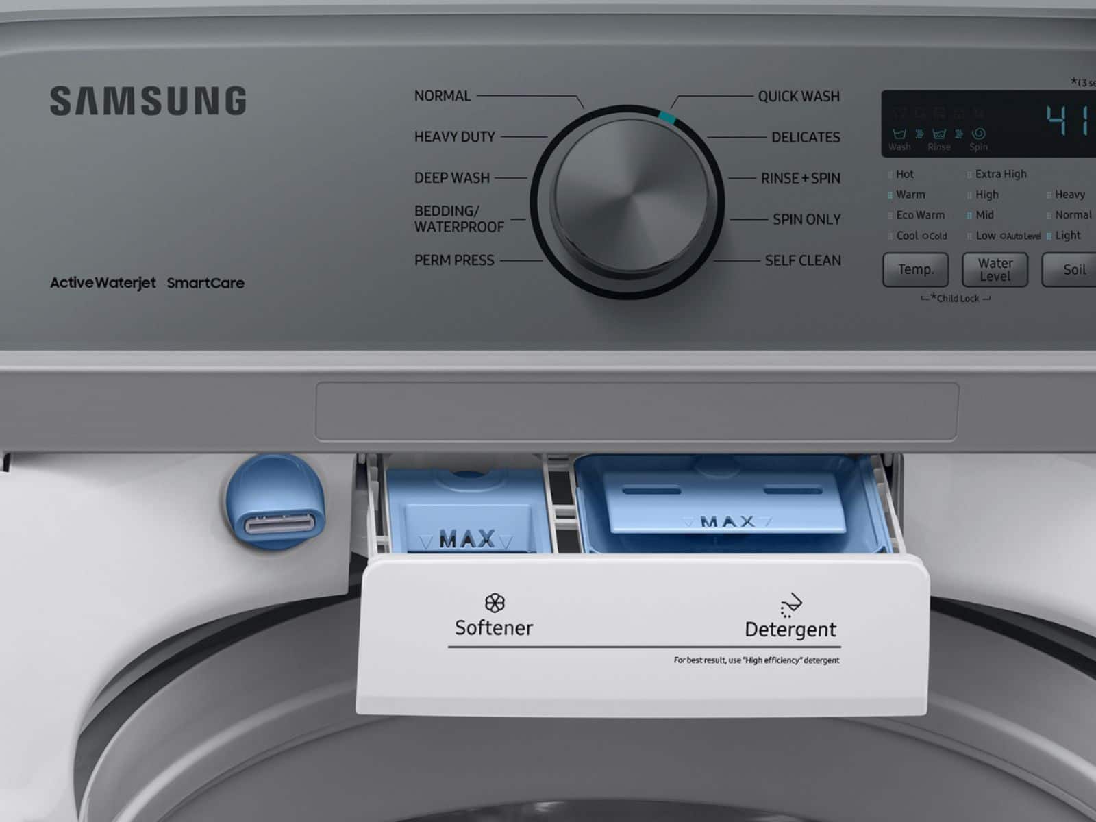 Alt View 18. Samsung - 4.4 cu. ft. High-Efficiency Top Load Washer with ActiveWave™ Agitator and Active WaterJet - White.