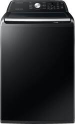 Samsung - 4.4 cu. ft. High-Efficiency Top Load Washer with ActiveWave™ Agitator and Active WaterJet - Brushed Black - Front_Standard