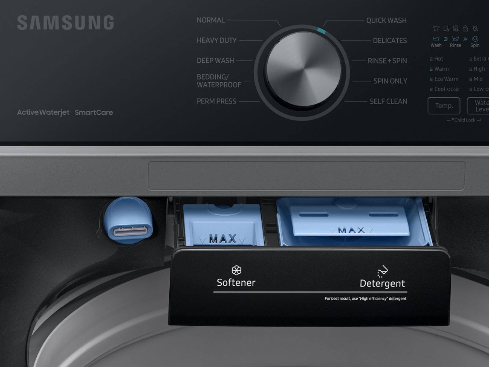 Alt View 18. Samsung - 4.4 Cu. Ft. High-Efficiency Top Load Washer with ActiveWave Agitator - Brushed Black.