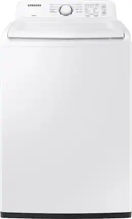 Front. Samsung - 4.0 Cu. Ft. High-Efficiency Top Load Washer with ActiveWave Agitator - White.
