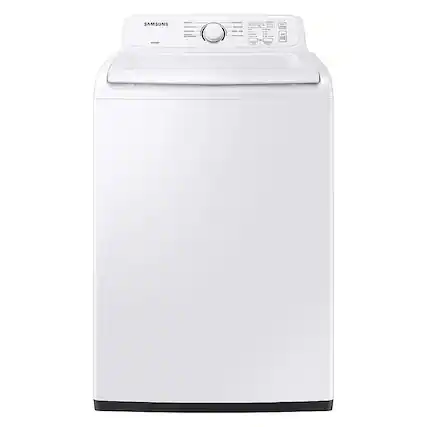 Front. Samsung - 4.1 cu. ft. High-Efficiency Top Load Washer with Soft-Close Lid and 8 Washing Cycles - White.