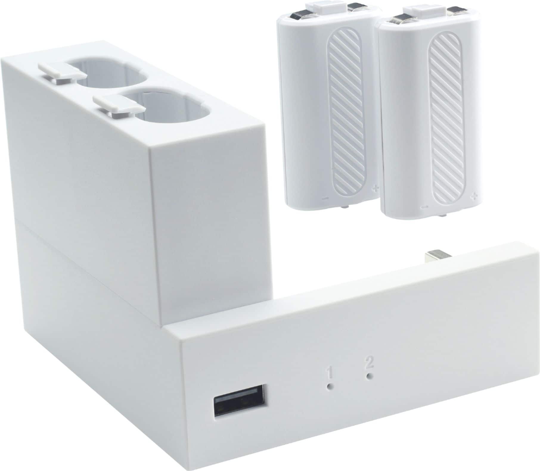 Front. Insignia™ - Side Dock Dual Battery Charger for Xbox Series S - White.