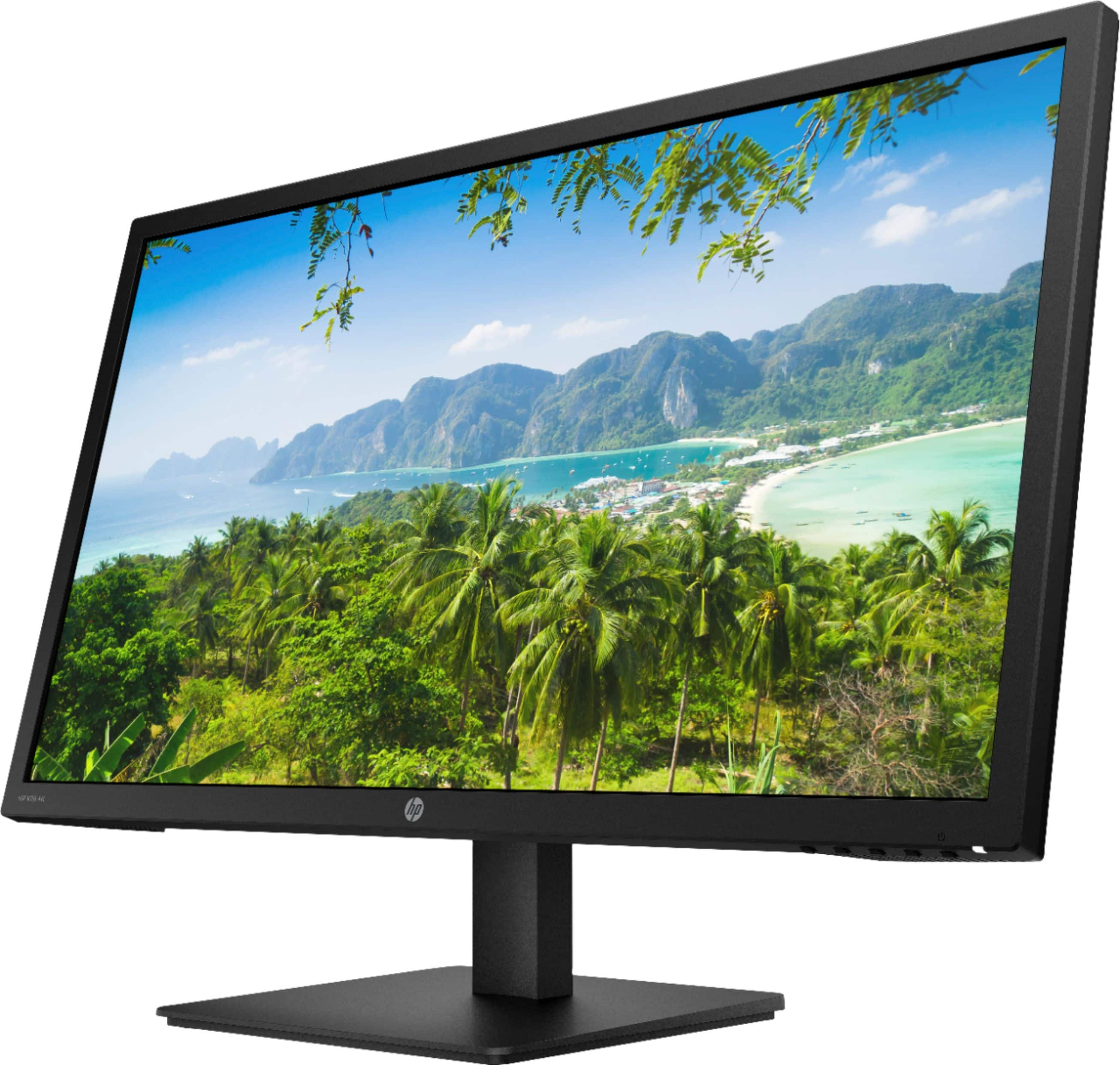 Left View: HP - Geek Squad Certified Refurbished 28" LED 4K UHD FreeSync Monitor - Black