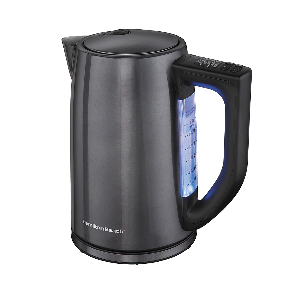 Angle View: Hamilton Beach - 1.7-Liter Variable Temperature Electric Kettle - BLACK