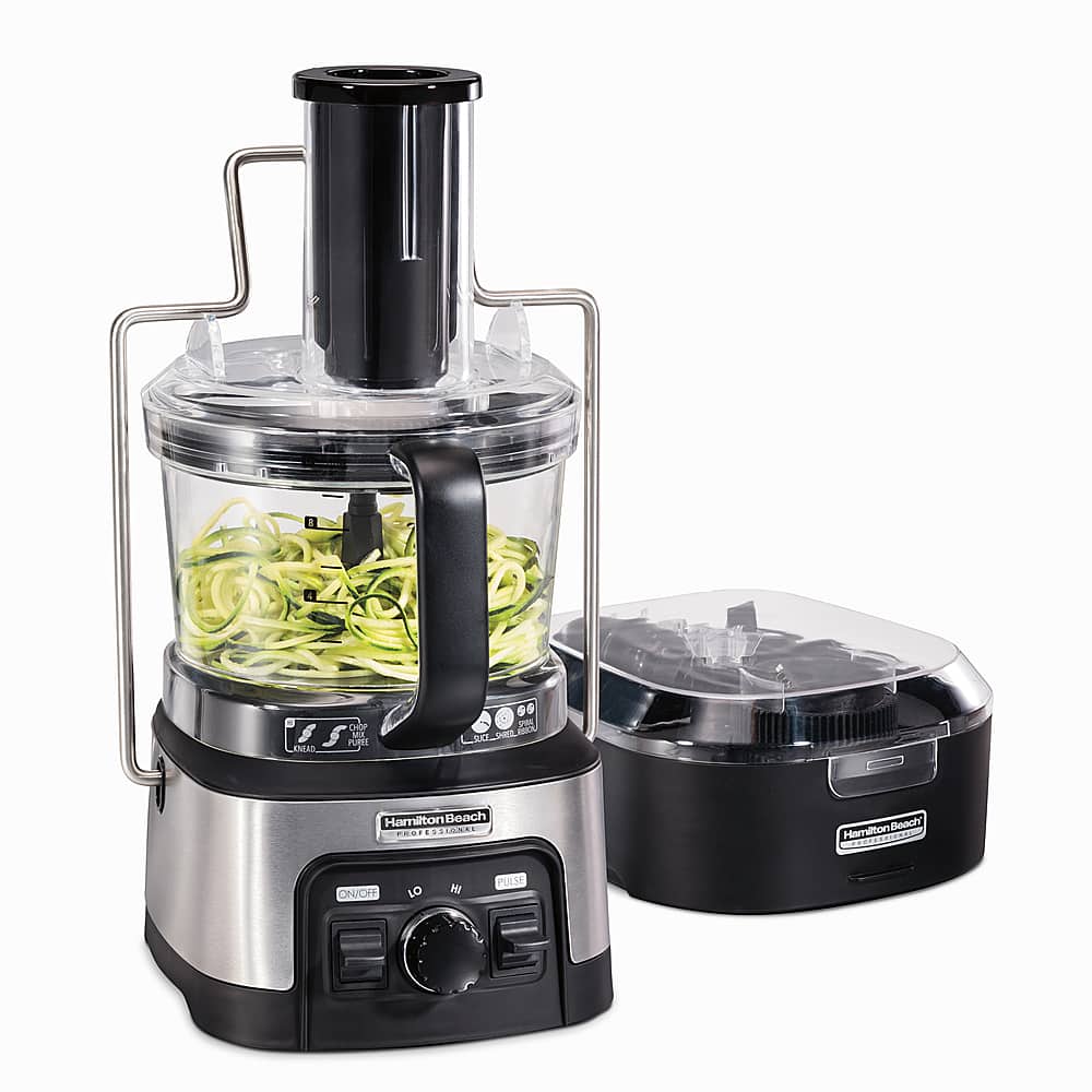 Front. Hamilton Beach - Professional Spiralizing Stack & Snap 12-Cup Food Processor - Black.