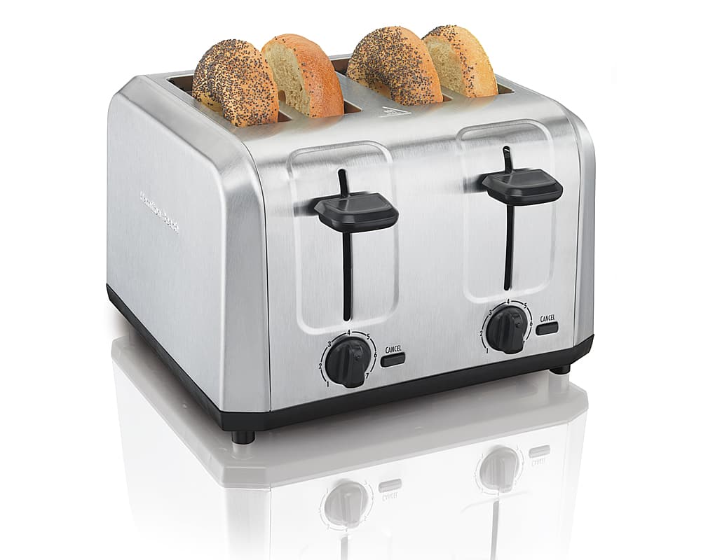 Hamilton Beach - 4-Slice Extra Wide-Slot Toaster - Stainless Steel - Front_Zoom