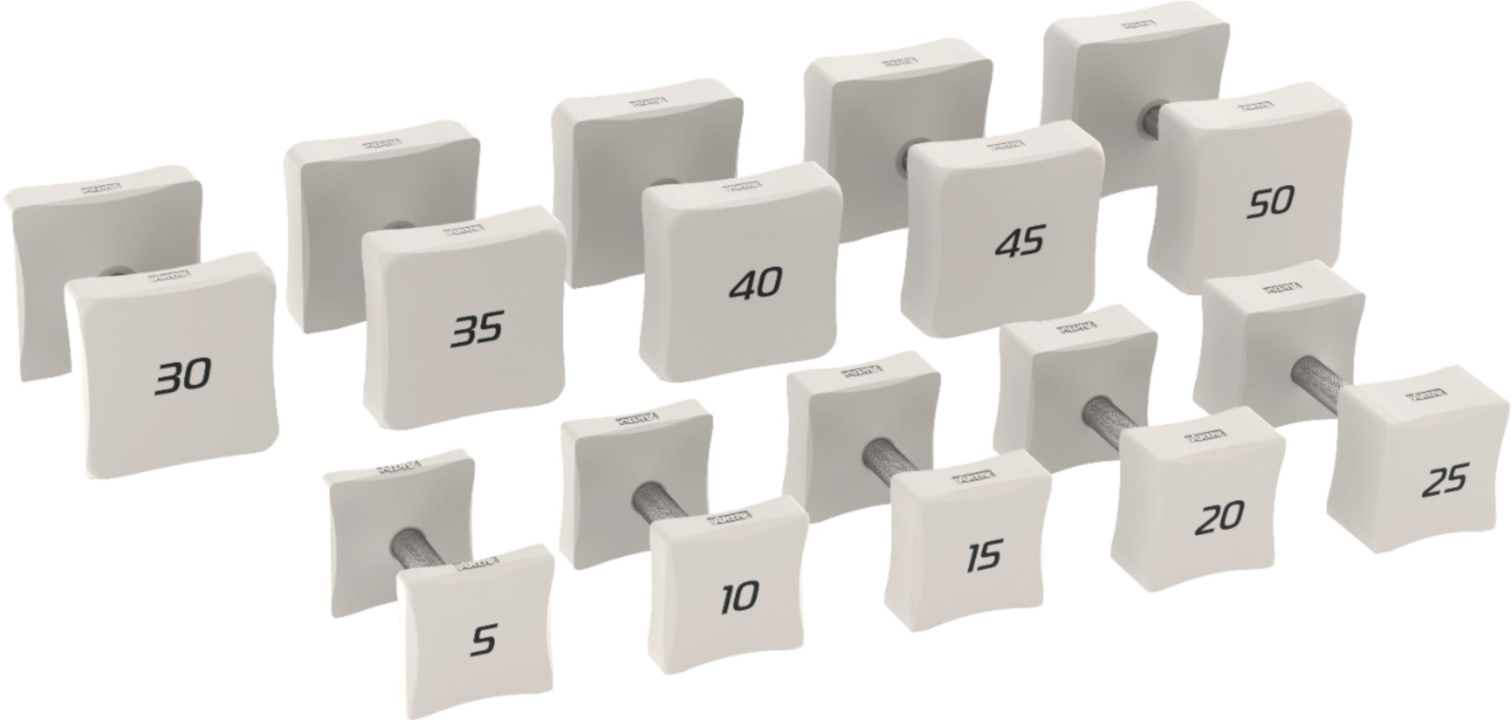 Angle View: Aktiv - Aktiv® FORMA - Dumbbell Sets 5-50lb - White - Matte White