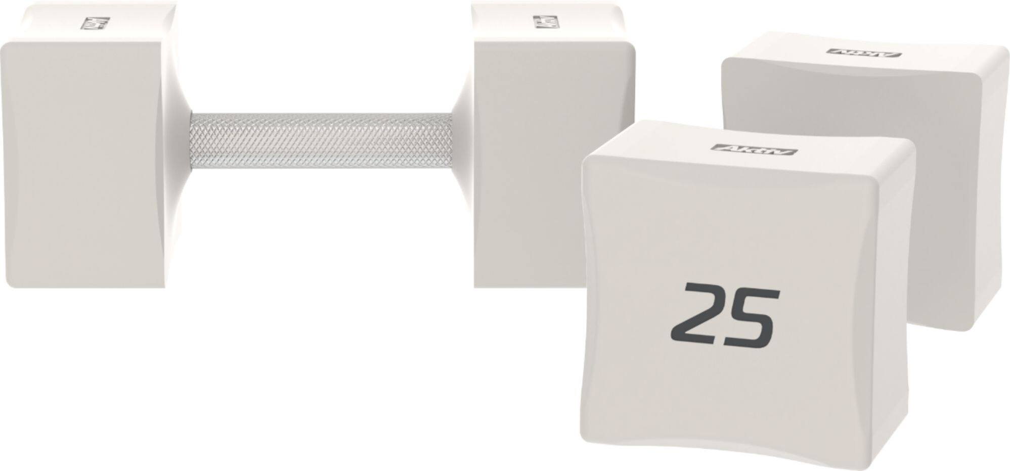 Left View: Aktiv - Aktiv® FORMA - Dumbbell Sets - 3-25lb - White - Matte White