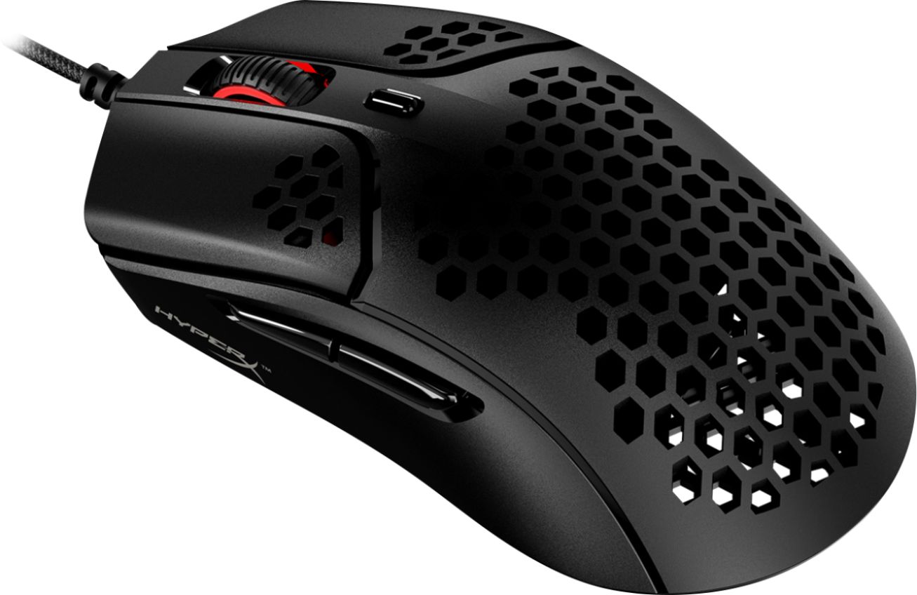 Angle View: HyperX - Pulsefire Haste Lightweight Wired Optical Gaming Right-handed Mouse with RGB Lighting - Black and black