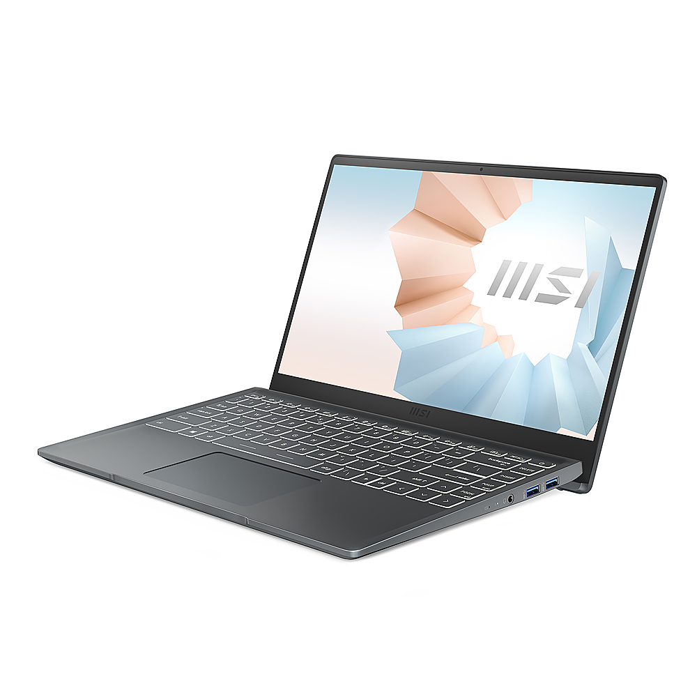 Left View: MSI - Modern 14" Laptop -  i5-1135G7 - 8GB Memory - 1TB SSD - Win10PRO - Carbon Gray