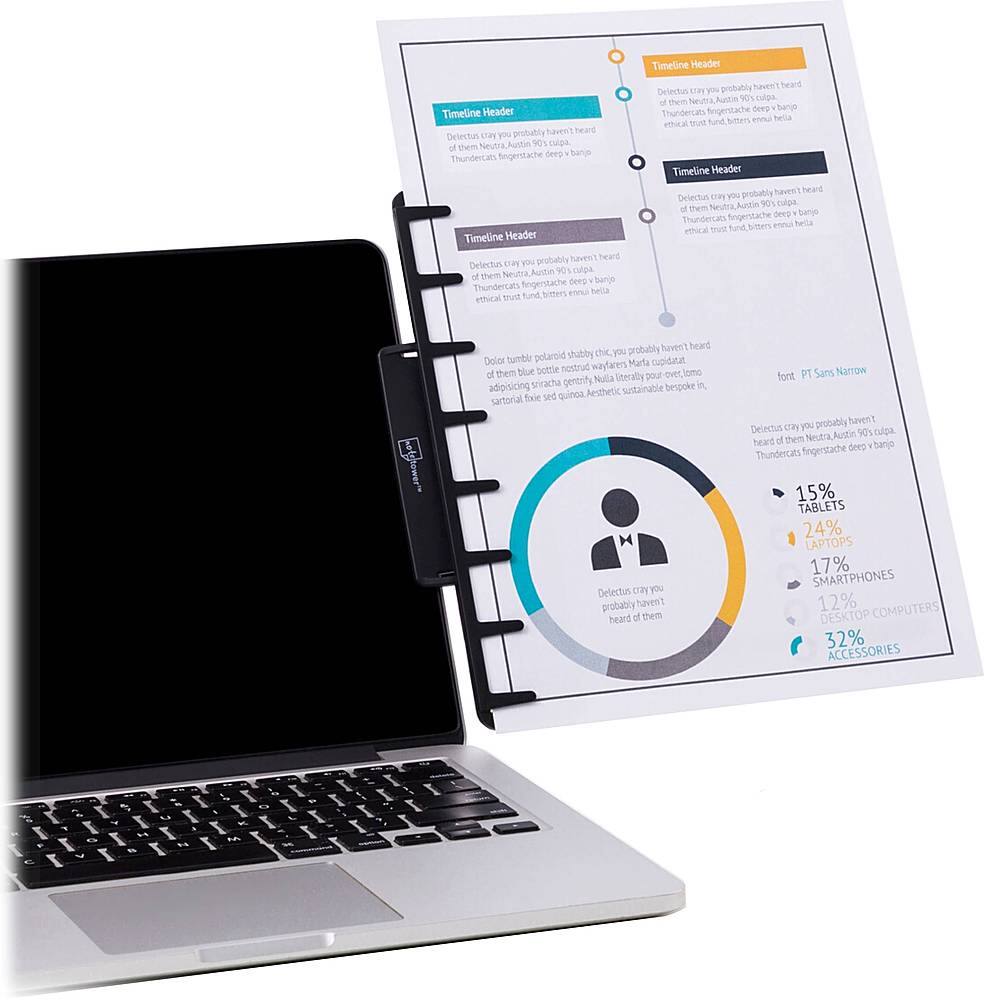Alt View 14. Note Tower - Monitor Mount Portable Document Holder - Black.
