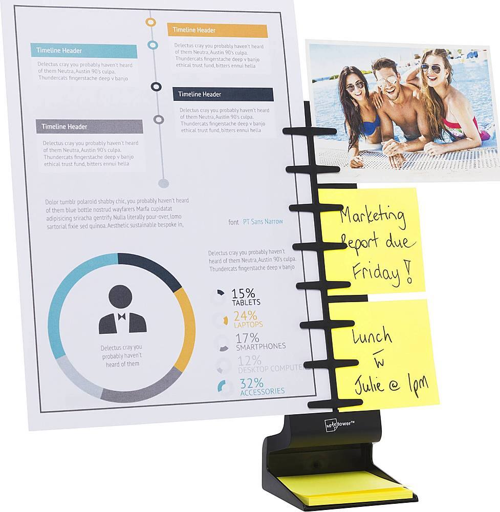 Alt View 13. Note Tower - Pro Two-Page Side by Side Document Holder and Sticky Note Organizer - Black.