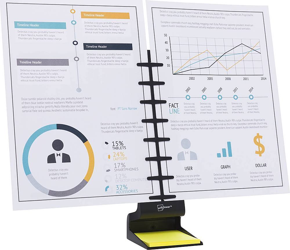 Alt View 14. Note Tower - Pro Two-Page Side by Side Document Holder and Sticky Note Organizer - Black.