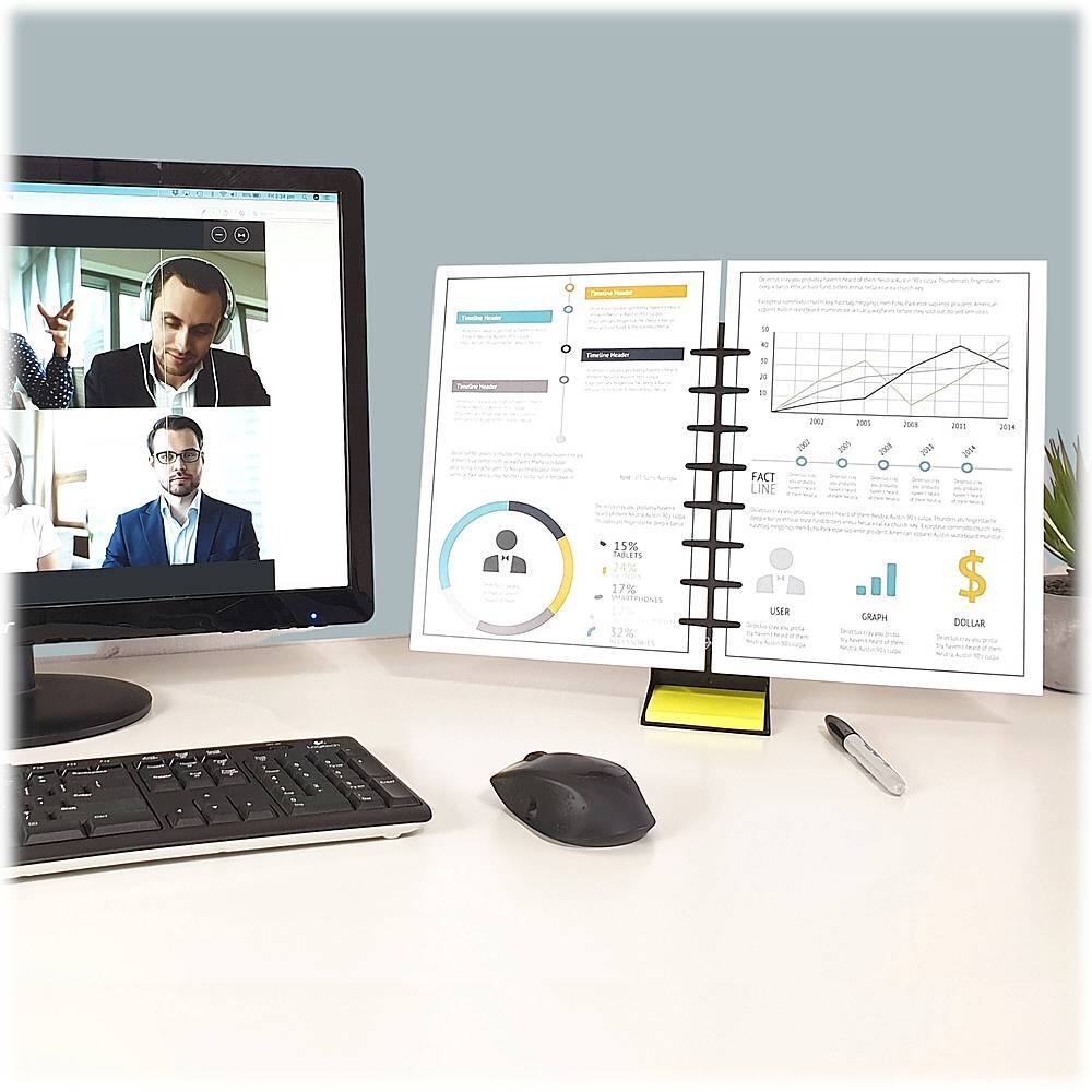 Alt View 16. Note Tower - Pro Two-Page Side by Side Document Holder and Sticky Note Organizer - Black.
