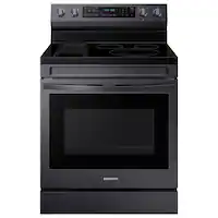 Samsung - 6.3 cu. ft. Freestanding Electric Convection+ Range with WiFi, No-Preheat Air Fry and Griddle - Black Stainless Steel - Front_Zoom