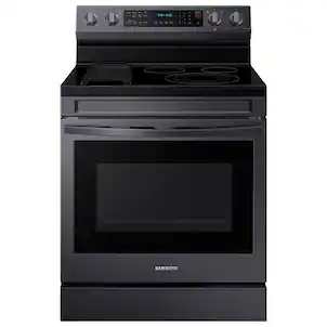 Samsung - 30 in. Wide 5 Elements 6.3 cu. ft. Freestanding Electric Convection+ Range with WiFi, No-Preheat Air Fry and Griddle - Black Stainless Steel