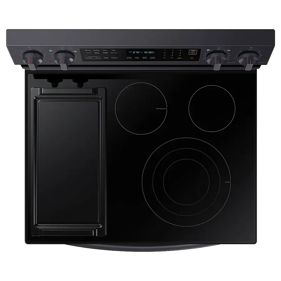 Alt View 13. Samsung - 6.3 cu. ft. Freestanding Electric Convection+ Range with WiFi, No-Preheat Air Fry and Griddle - Fingerprint Resistant Black Stainless Steel.
