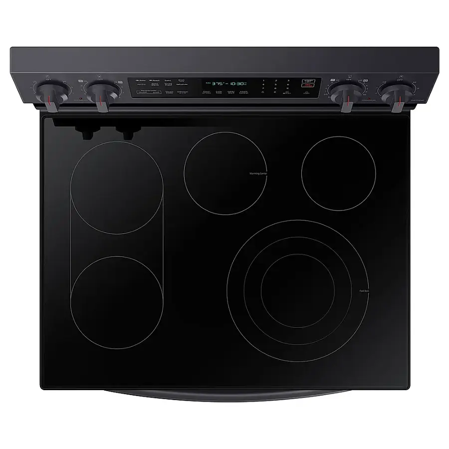 Alt View 14. Samsung - 6.3 cu. ft. Freestanding Electric Convection+ Range with WiFi, No-Preheat Air Fry and Griddle - Fingerprint Resistant Black Stainless Steel.