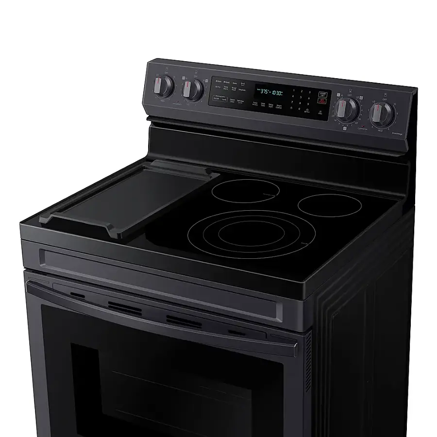 Alt View 16. Samsung - 6.3 cu. ft. Freestanding Electric Convection+ Range with WiFi, No-Preheat Air Fry and Griddle - Fingerprint Resistant Black Stainless Steel.