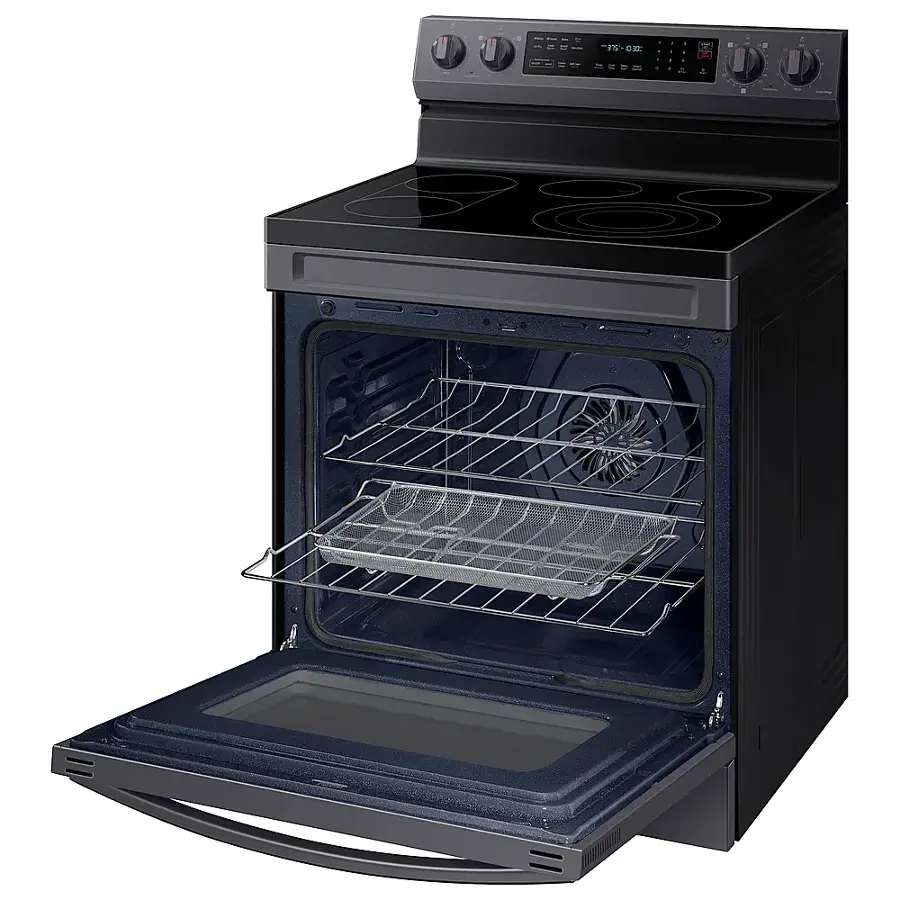 Alt View 18. Samsung - 6.3 cu. ft. Freestanding Electric Convection+ Range with WiFi, No-Preheat Air Fry and Griddle - Fingerprint Resistant Black Stainless Steel.