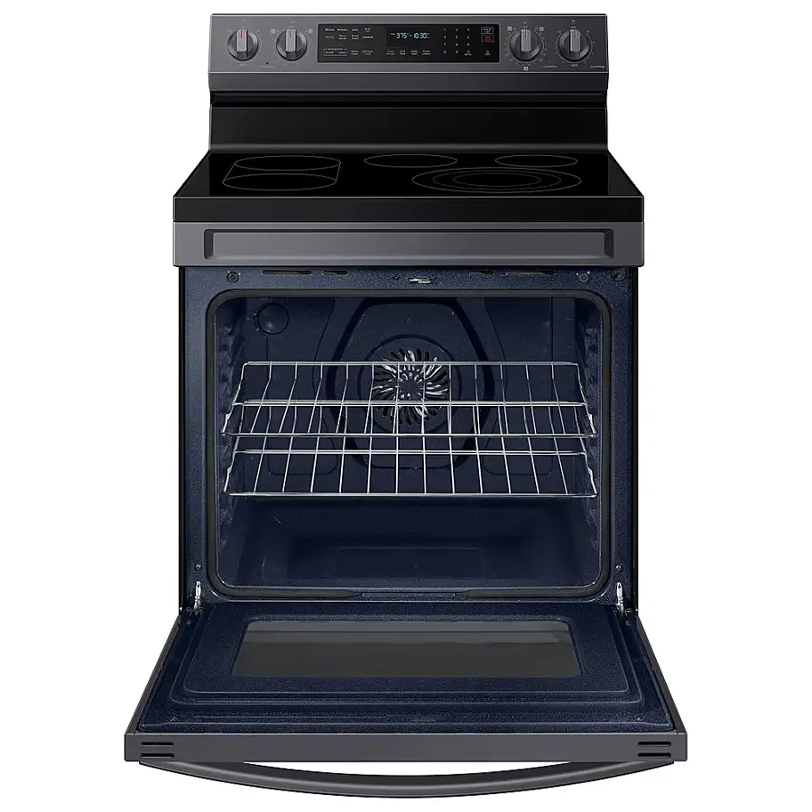 Alt View 19. Samsung - 6.3 cu. ft. Freestanding Electric Convection+ Range with WiFi, No-Preheat Air Fry and Griddle - Fingerprint Resistant Black Stainless Steel.