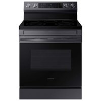 Samsung - 6.3 cu. ft. Freestanding Electric Range with Rapid Boil, WiFi & Self Clean - Black Stainless Steel - Front_Zoom