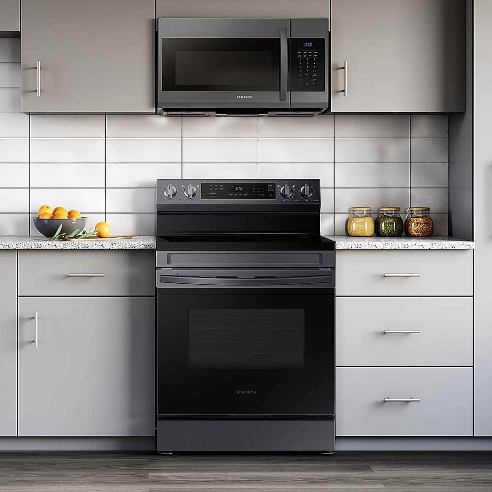 Alt View 11. Samsung - 6.3 cu. ft. Freestanding Electric Range with Rapid Boil, WiFi & Self Clean - Fingerprint Resistant Black Stainless Steel.