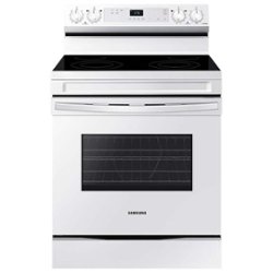 Samsung - 6.3 cu. ft. Freestanding Electric Range with WiFi and Steam Clean - White - Front_Zoom