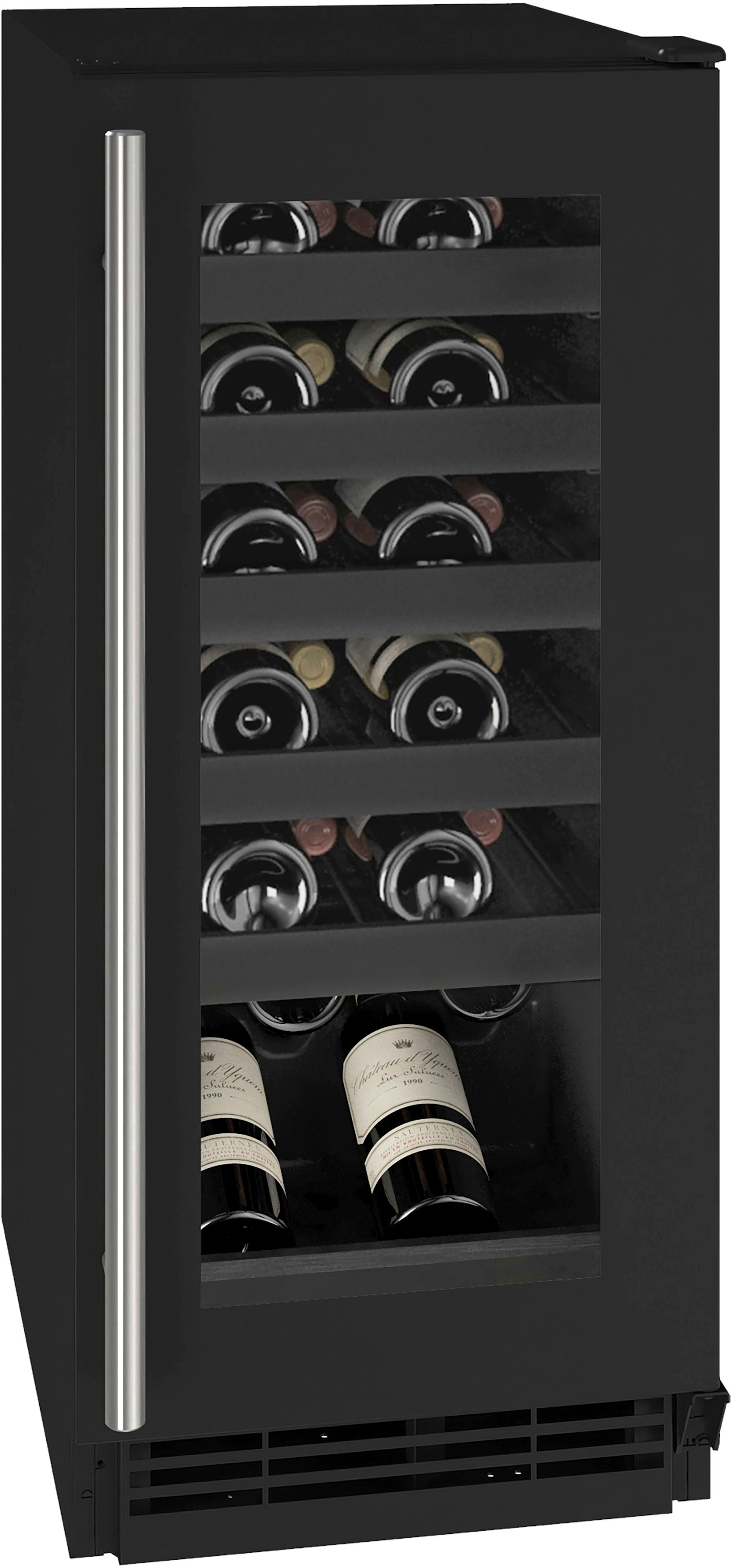 Angle View: U-Line - 24-750ml Bottle Wine Refrigerator - Black