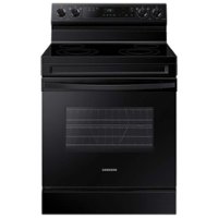 Samsung - 6.3 cu. ft. Freestanding Electric Range with WiFi and Steam Clean - Black - Front_Zoom