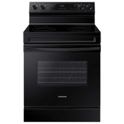 Samsung - 6.3 cu. ft. Freestanding Electric Range with WiFi and Steam Clean - Black - Front_Zoom