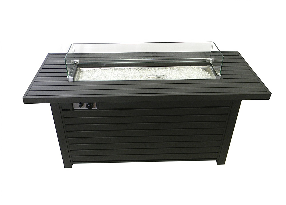 AZ Patio Heaters - Outdoor Rectangle Fire Pit with Wind Screen - Black