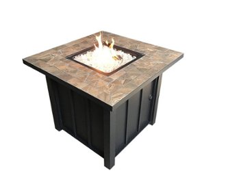 AZ Patio Heaters - Square Tile Top Fire Pit - Black - Front_Zoom