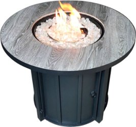 AZ Patio Heaters - Faux Wood Tile Top Fire Pit - Black - Front_Zoom