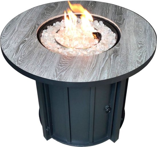 Front Zoom. AZ Patio Heaters - Faux Wood Tile Top Fire Pit - Black.