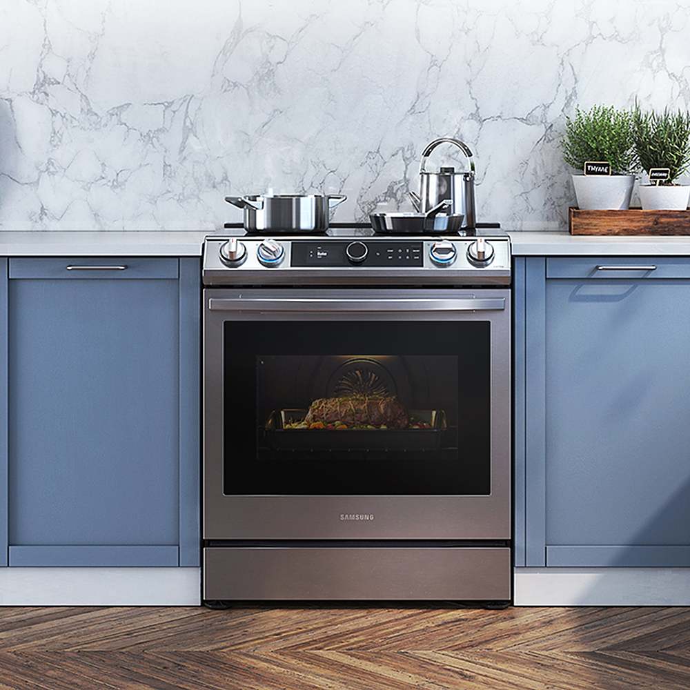 Alt View 11. Samsung - 6.3 cu. ft. Slide-in Induction Range with Smart Dial, WiFi & Air Fry - Stainless Steel.