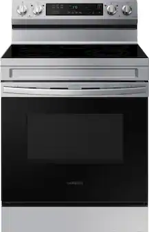 Samsung - 30 in. Wide 5 Elements 6.3 cu. ft. Freestanding Electric Range with Rapid Boil, WiFi & Self Clean - Stainless Steel