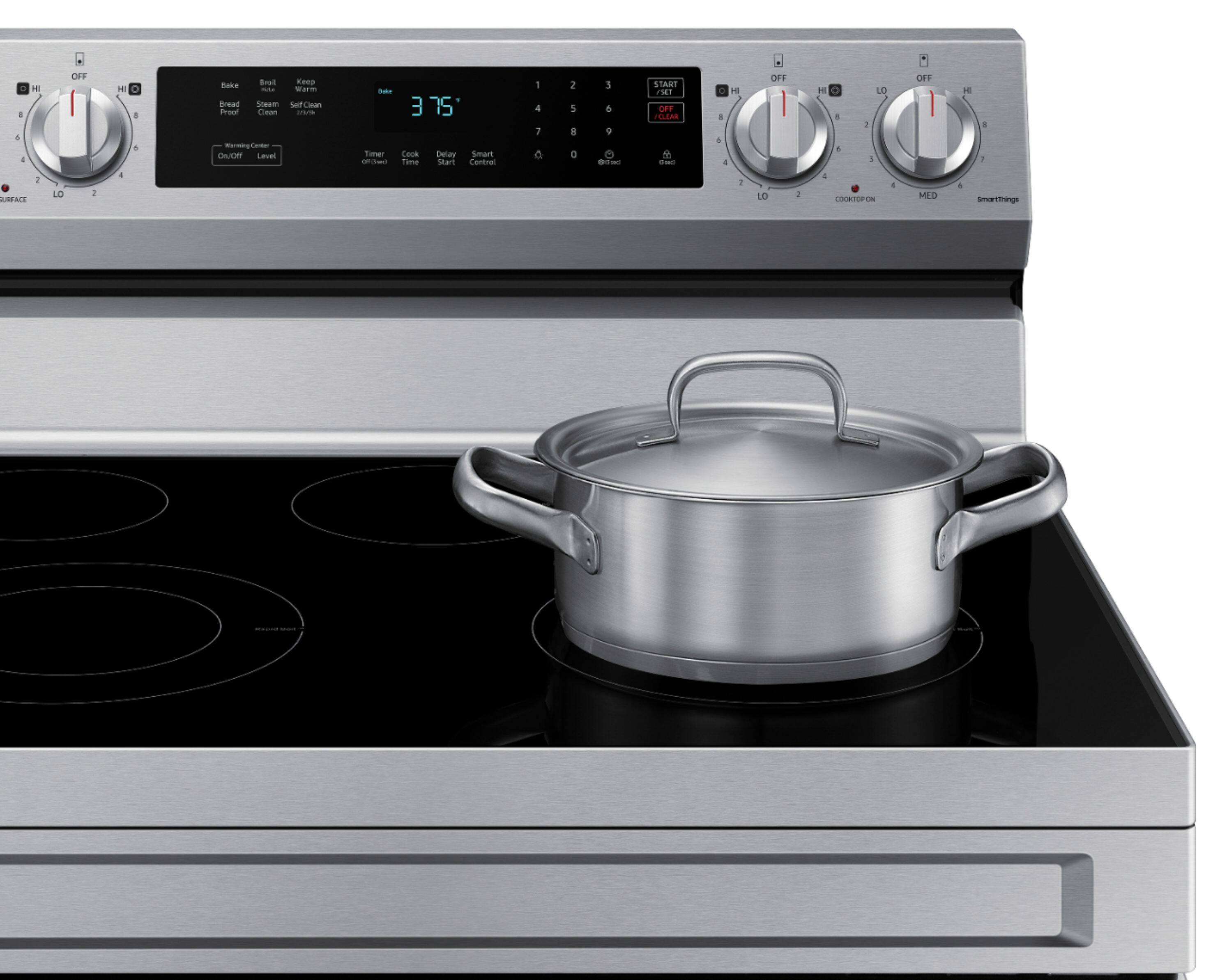 Alt View 12. Samsung - 6.3 cu. ft. Freestanding Electric Range with Rapid Boil, WiFi & Self Clean - Stainless Steel.